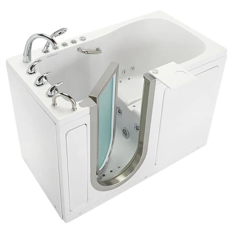 Ella's Bubbles Deluxe walk-in tub with inward-swing door and grab bar